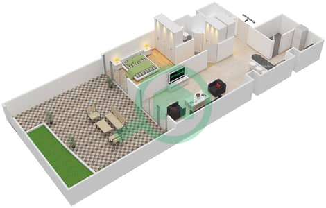 المخططات الطابقية لتصميم النموذج G شقة 1 غرفة نوم - أكوامارين