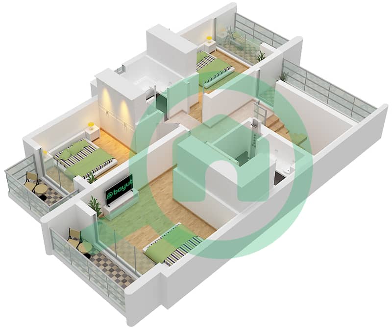 Rivana - 3 卧室联排别墅类型CLARA MIRRORED戶型图 First Floor interactive3D