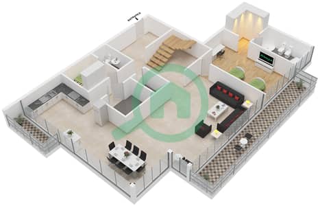 المخططات الطابقية لتصميم الوحدة 4 شقة 4 غرف نوم - أيريس بلو