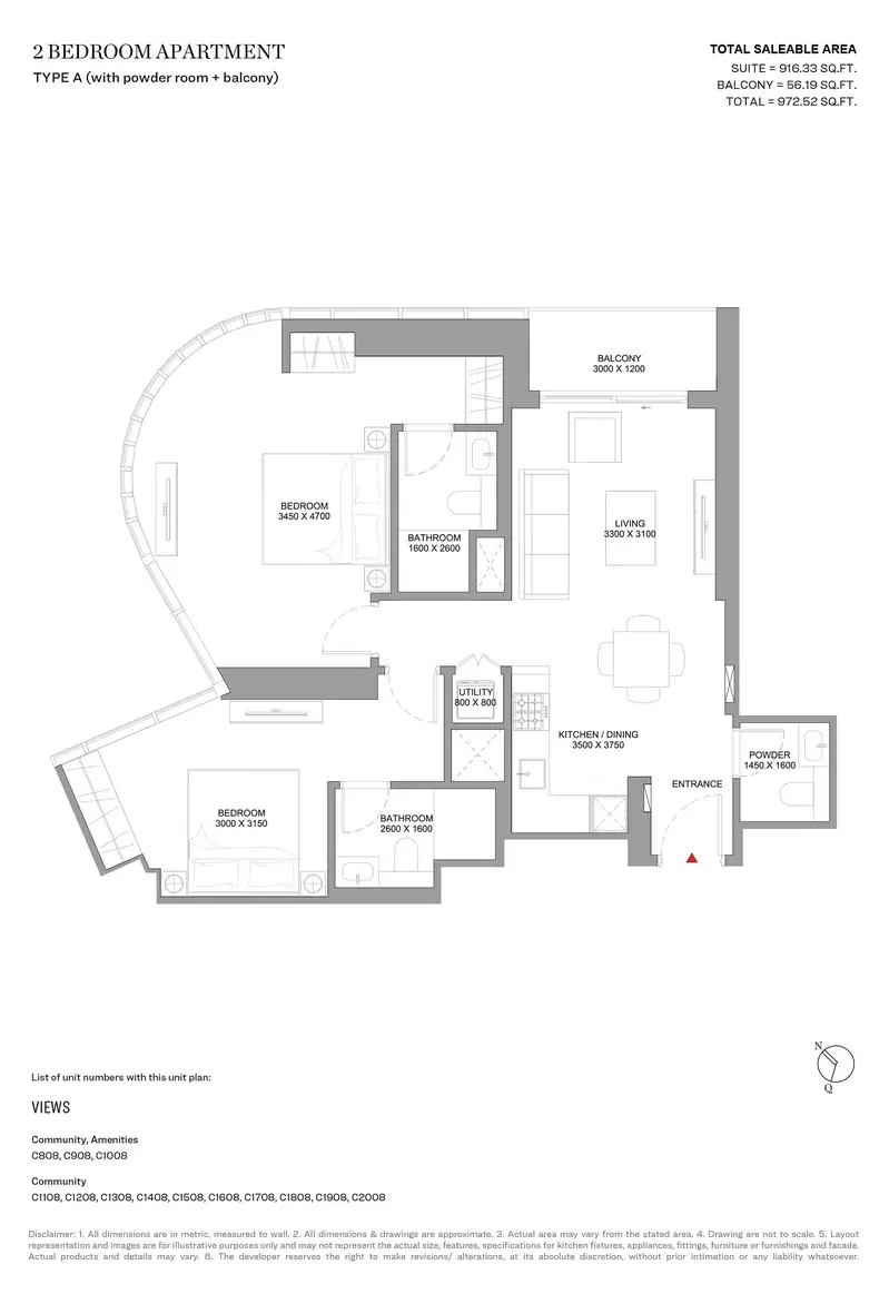 2 BR floor plan