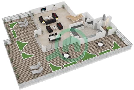 凯宾斯基棕榈公寓 - 3 卧室顶楼公寓单位PH9戶型图