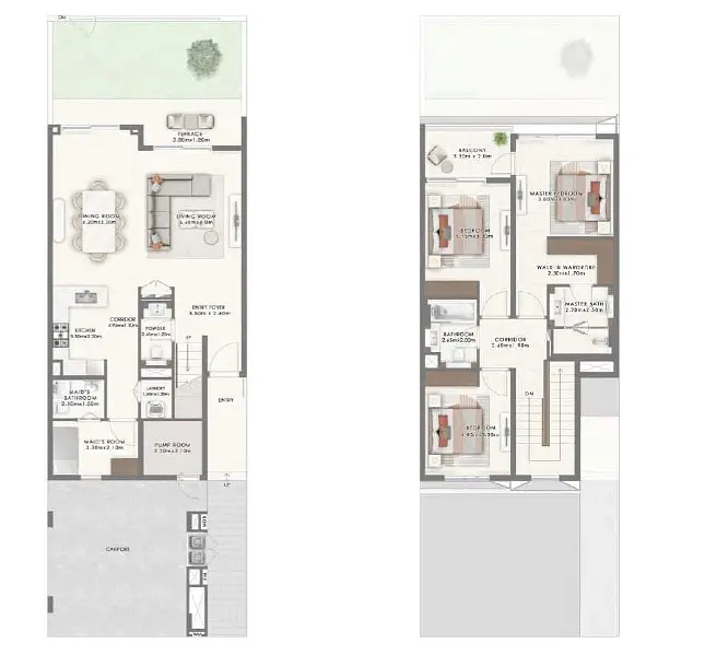 3 BR floor plan