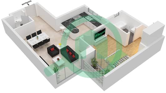 المخططات الطابقية لتصميم الوحدة 4,6,8 شقة 1 غرفة نوم - بلوبيل ريزيدنس
