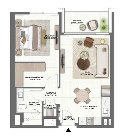 1 BR floor plan