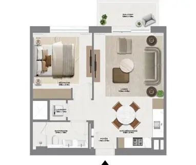 1 BR floor plan
