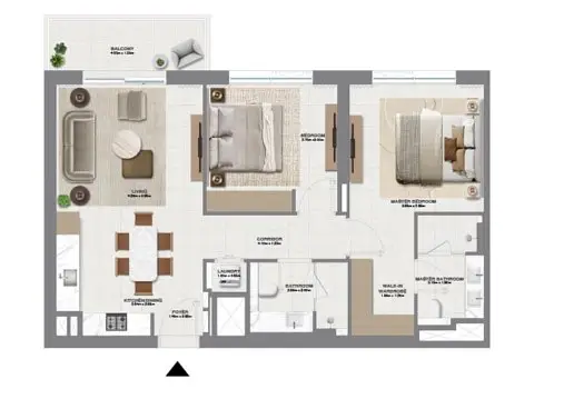 2 BR floor plan
