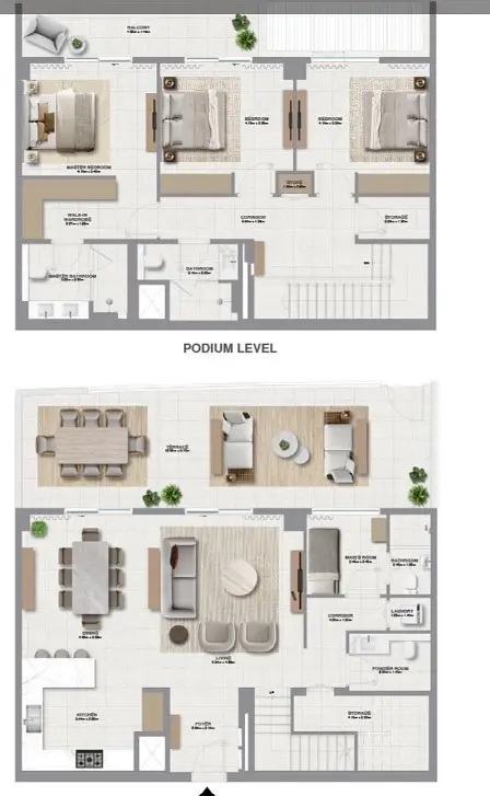 3 BR floor plan