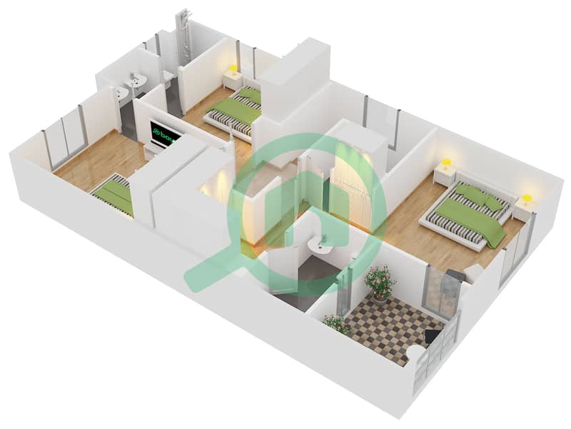 Mira 5 - 3 Bedroom Townhouse Type 1 END Floor plan First Floor image3D