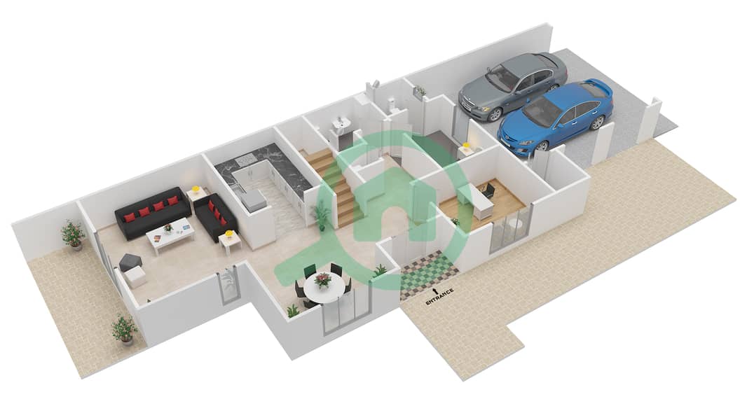 Mira 5 - 3 Bedroom Townhouse Type 2 END Floor plan Ground Floor image3D