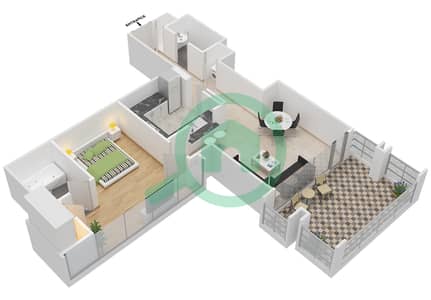 29大道1号塔楼 - 1 卧室公寓套房6 FLOOR 33戶型图