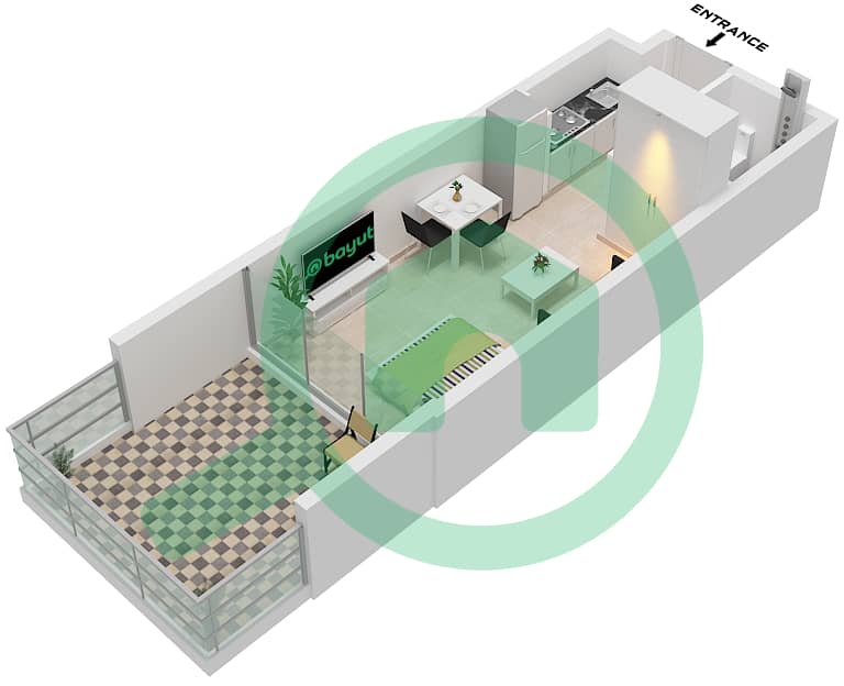 AG Севен - Апартамент Студия планировка Единица измерения 3 FLOOR 1 Unit 3 Floor 1 interactive3D