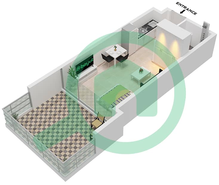 المخططات الطابقية لتصميم الوحدة 5 FLOOR 1 شقة استوديو - AG سيفن Unit 5 Floor 1 interactive3D