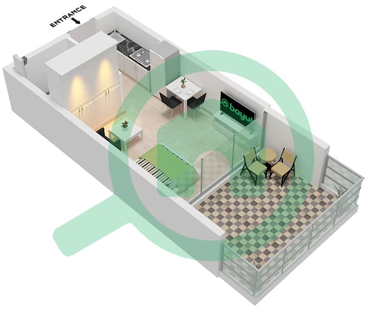AG Севен - Апартамент Студия планировка Единица измерения 15 FLOOR 1 Unit 15 Floor 1 interactive3D