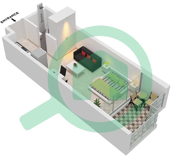 AG Севен - Апартамент Студия планировка Единица измерения 3 FLOOR 2-13 Unit 3 Floor 2-13 interactive3D