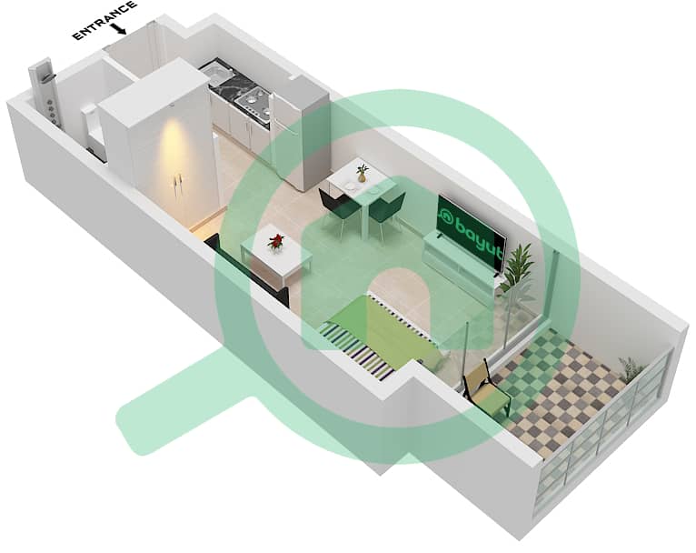 AG Севен - Апартамент Студия планировка Единица измерения 4 FLOOR 2-13 Unit 4 Floor 2-13 interactive3D