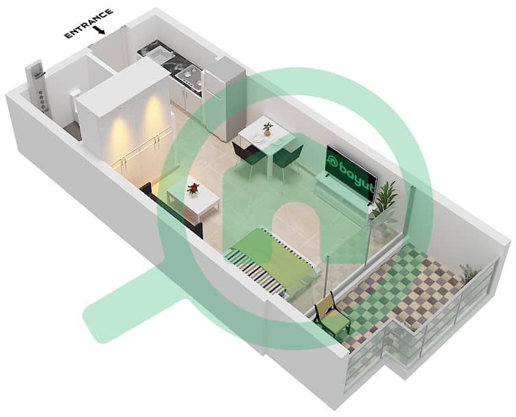 AG Севен - Апартамент Студия планировка Единица измерения 6 FLOOR 2-13 Unit 6 Floor 2-13 interactive3D