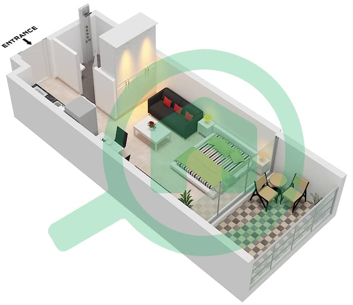 المخططات الطابقية لتصميم الوحدة 7 FLOOR 2-13 شقة استوديو - AG سيفن Unit 7 Floor 2-13 interactive3D
