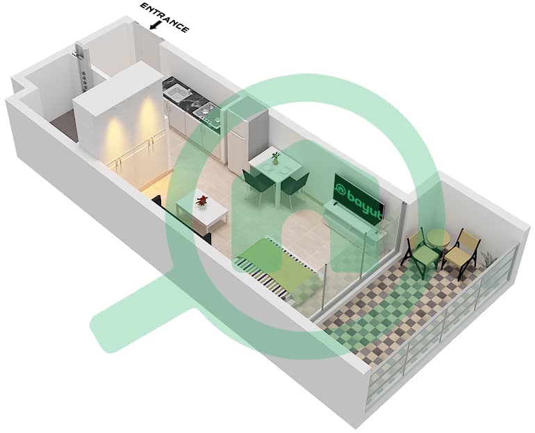 AG Севен - Апартамент Студия планировка Единица измерения 13 FLOOR 2-13 Unit 13 Floor 2-13 interactive3D