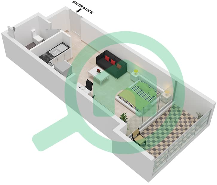 AG Севен - Апартамент Студия планировка Единица измерения 16 FLOOR 2-13 Unit 16 Floor 2-13 interactive3D