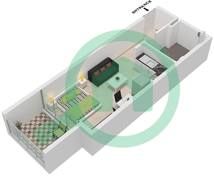 AG Севен - Апартамент Студия планировка Единица измерения 17 FLOOR 2-13 Unit 17 Floor 2-13 interactive3D