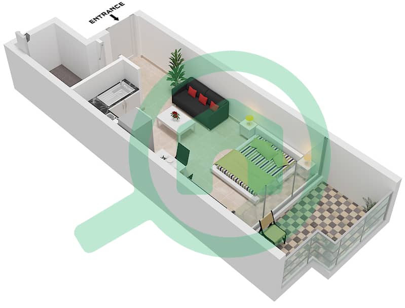 AG Севен - Апартамент Студия планировка Единица измерения 18 FLOOR 2-13 Unit 18 Floor 2-13 interactive3D