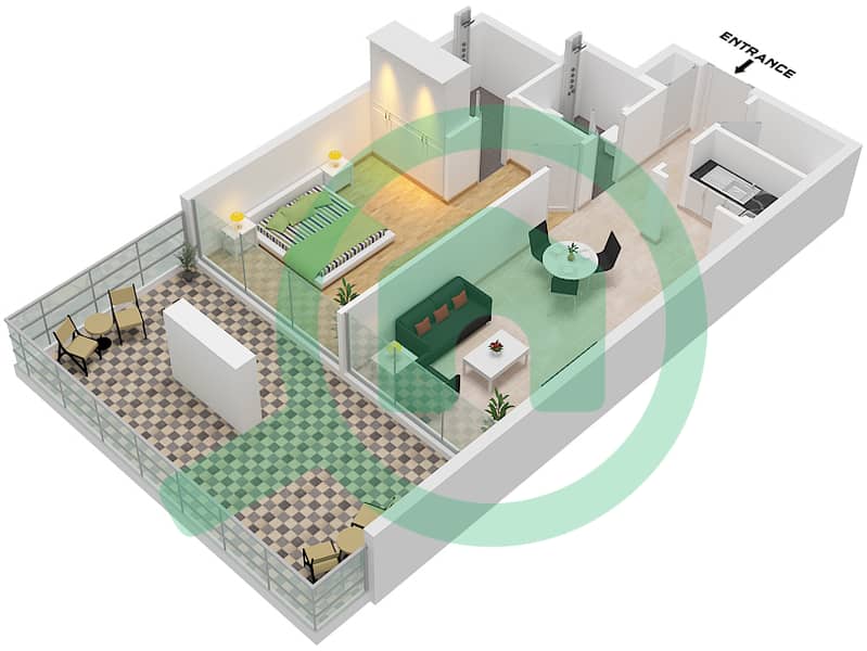 AG Севен - Апартамент 1 Спальня планировка Единица измерения 1 FLOOR 1 Unit 1 Floor 1 interactive3D