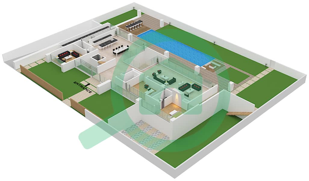 المخططات الطابقية لتصميم النموذج 2B فیلا 6 غرف نوم - سراي Type 2B Floor Ground interactive3D