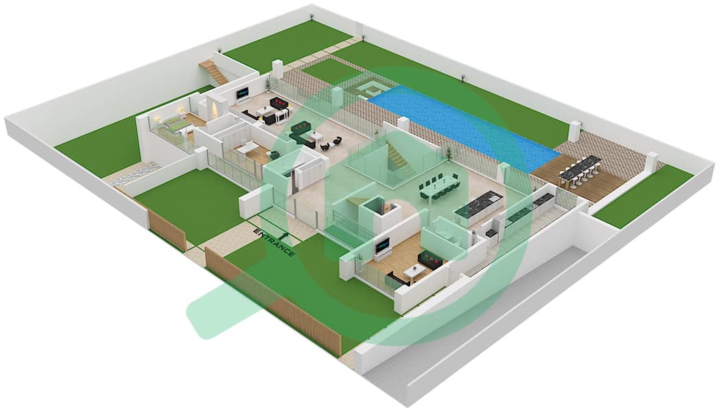 Sarai - 6 卧室别墅类型2A戶型图 Type 2A Floor Ground interactive3D