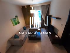 شقة مفروشة غرفة وصالة للإيجار في معسكر النهيان - أبوظبي | شامل الإنترنت + الجيم + المسبح