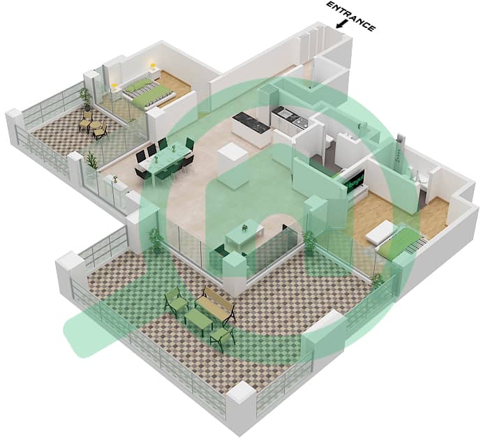 Pixel - 2 Bedroom Apartment Type A Floor plan Type A interactive3D