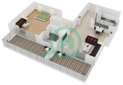 AG大厦 - 1 卧室公寓类型／单位C / UNIT 13戶型图