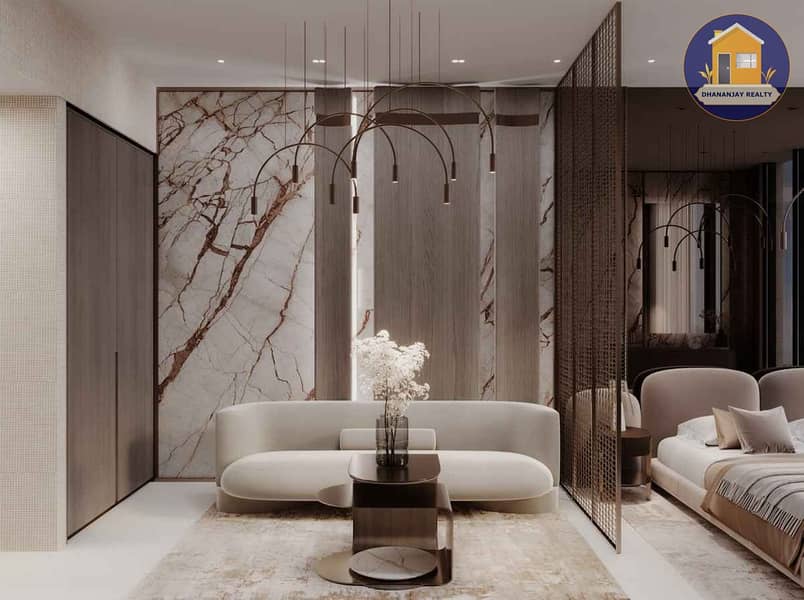 3 living area in a studio apartment for sale at Laya Courtyard in Dubai Studio City. jpg