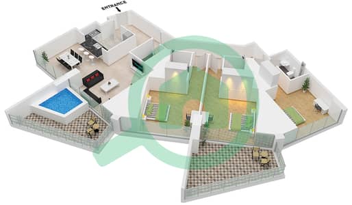 المخططات الطابقية لتصميم النموذج / الوحدة 2  / UNIT 2,4, FLOOR 39 شقة 3 غرف نوم - بن غاطي رويال
