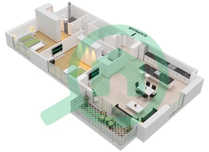 المخططات الطابقية لتصميم النموذج C شقة 2 غرفة نوم - بيركلي بليس