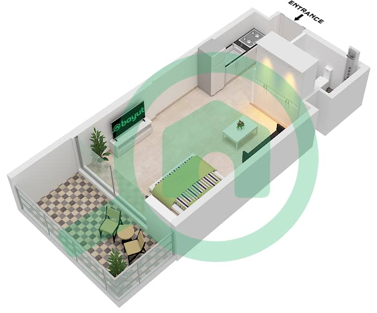 Оушнз 1 - Апартамент Студия планировка Тип/мера A/UNIT 2-5 FLOOR 3-21,23 Type A Unit 2-5 Floor 3-21,23-40 interactive3D