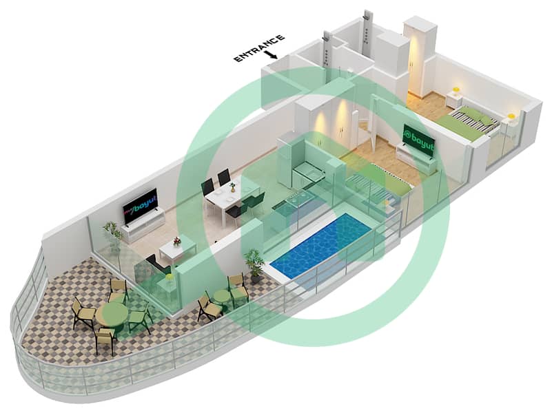 Oceanz 1 - 2 Bedroom Apartment Type/unit A/UNIT 1,9,12 FLOOR 3-21 Floor plan Type A Unit 1,9 Floor 3-21,23-40 Unit 12 Floor 3-21,23-28 interactive3D