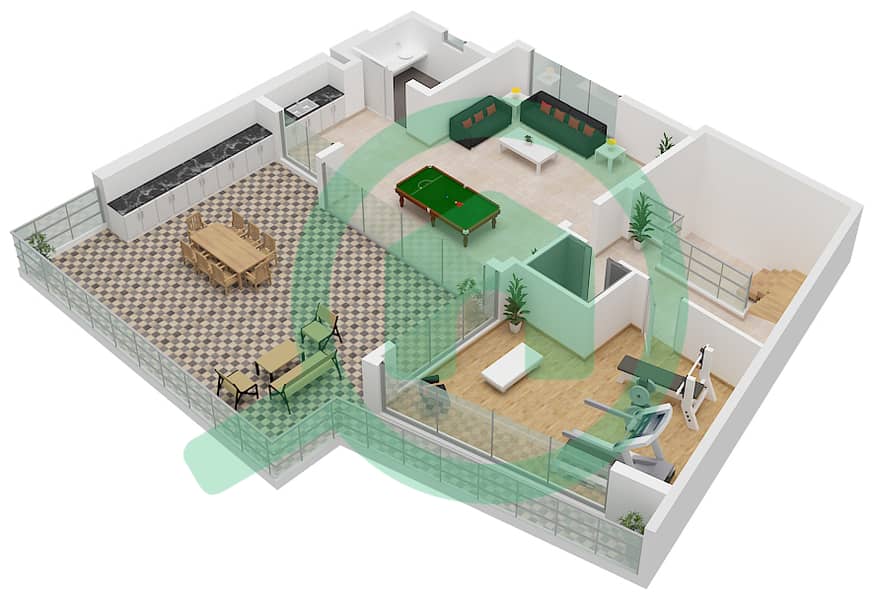LIV 水畔公寓 - 4 卧室别墅类型D戶型图 Type D Second interactive3D