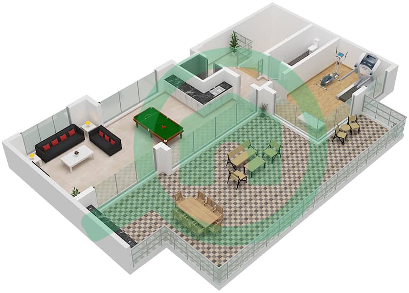 LIV 水畔公寓 - 4 卧室别墅类型E戶型图 Type E Second interactive3D