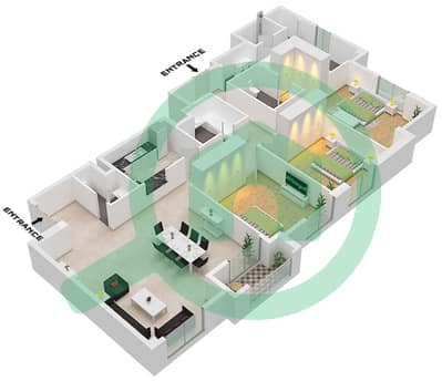Sadaf 2 - 3 Bedroom Apartment Unit 1 FLOOR 27 Floor plan