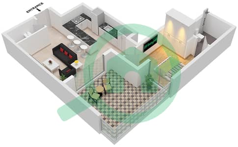 Rise Residences - 1 卧室公寓单位1 FLOOR 1戶型图