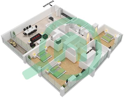 Reem Nine - 3 Bedroom Apartment Unit 8 FLOOR 3,5 Floor plan