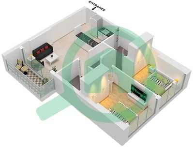 المخططات الطابقية لتصميم النموذج A شقة 2 غرفة نوم - مايسون اليزيه 3