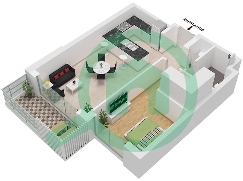 Cilia - 1 Bedroom Apartment Type 1 Floor plan Type 1 interactive3D