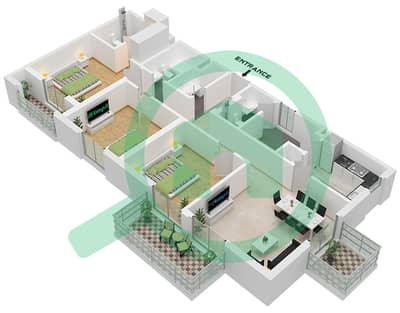 المخططات الطابقية لتصميم النموذج / الوحدة 3A-2 / UNIT-07 FLOOR 1-4 شقة 3 غرف نوم - أزور بيتش رزيدنس من ايجل هيلز