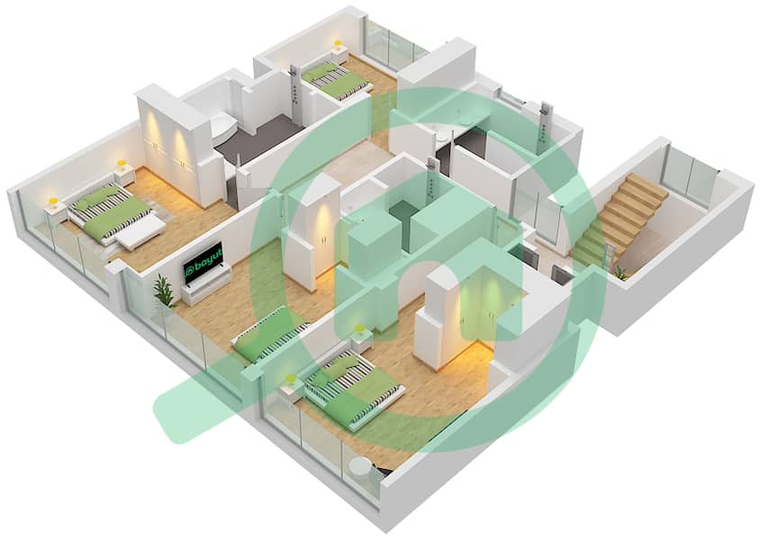 LIV 水畔公寓 - 4 卧室别墅类型G戶型图 Type G Floor First interactive3D