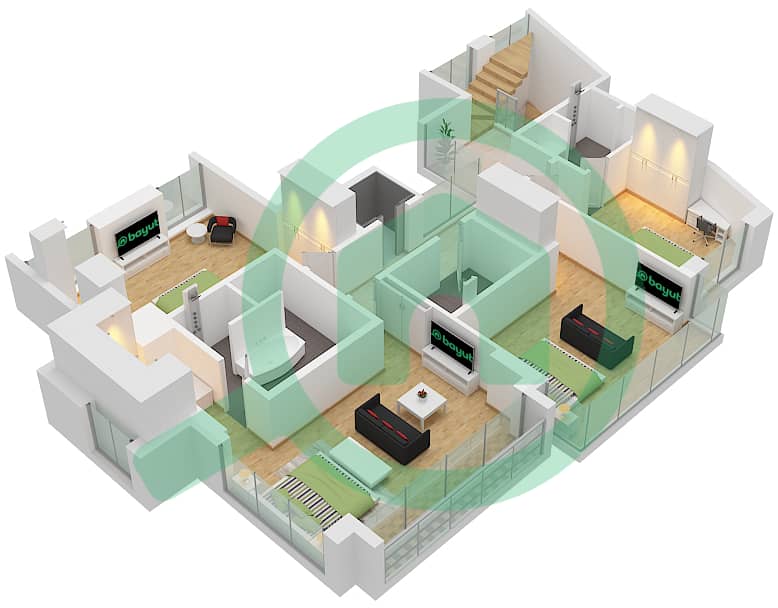 LIV 水畔公寓 - 4 卧室别墅类型H戶型图 Type H Floor First interactive3D