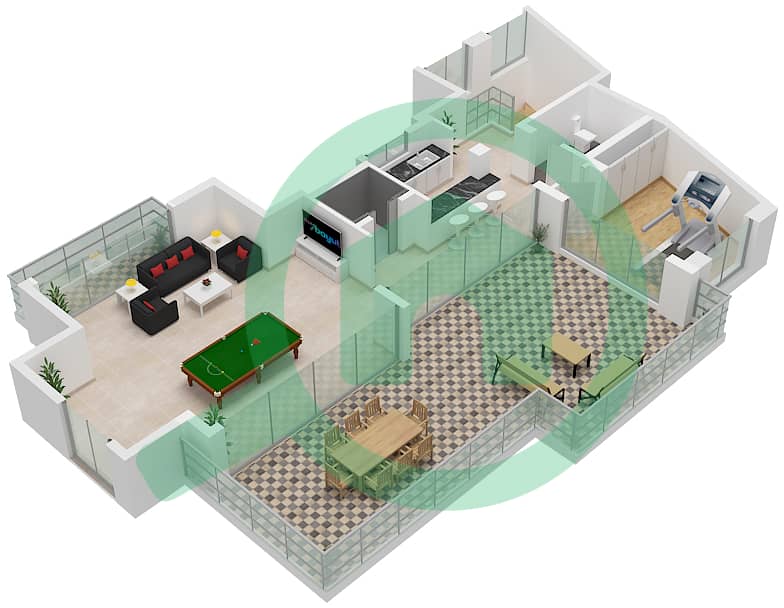 LIV 水畔公寓 - 4 卧室别墅类型H戶型图 Type H Second interactive3D