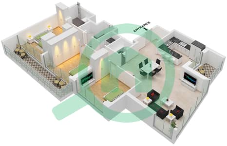 LIV Waterside - 3 Bedroom Apartment Unit 4 FLOOR 2-15 Floor plan