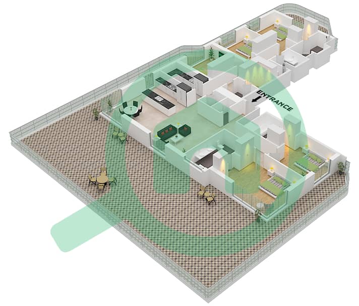 المخططات الطابقية لتصميم النموذج SKY TERRACE شقة 5 غرف نوم - نيكي بيتش ريزيدنسيز Type Sky Terrace interactive3D