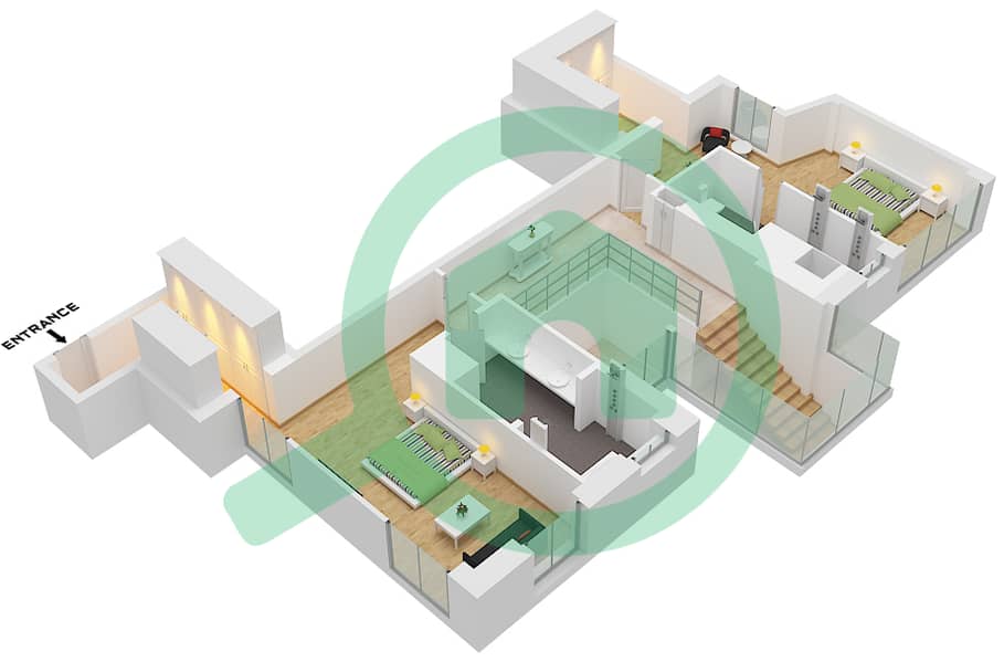 LIV 水畔公寓 - 3 卧室顶楼公寓单位2 FLOOR 25-26戶型图 Unit 2 Floor 25-26 interactive3D